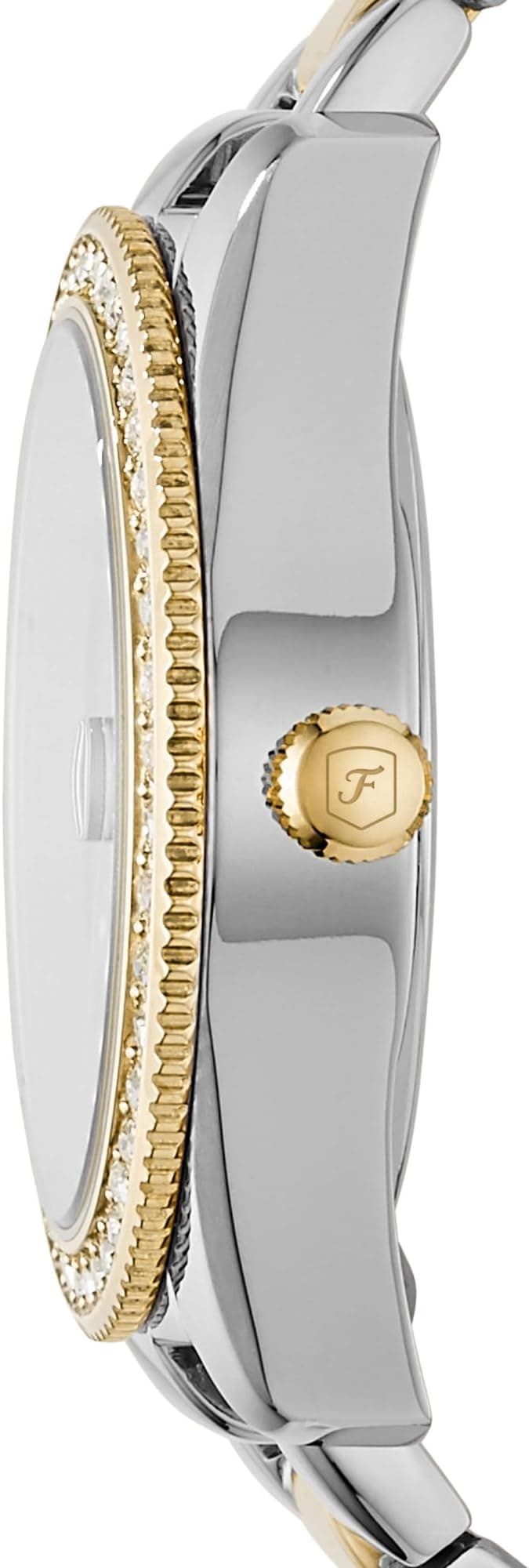 Fossil Women's Scarlette Quartz Watch in silver tone, 36mm, featuring a sleek stainless steel band and three-hand design.
