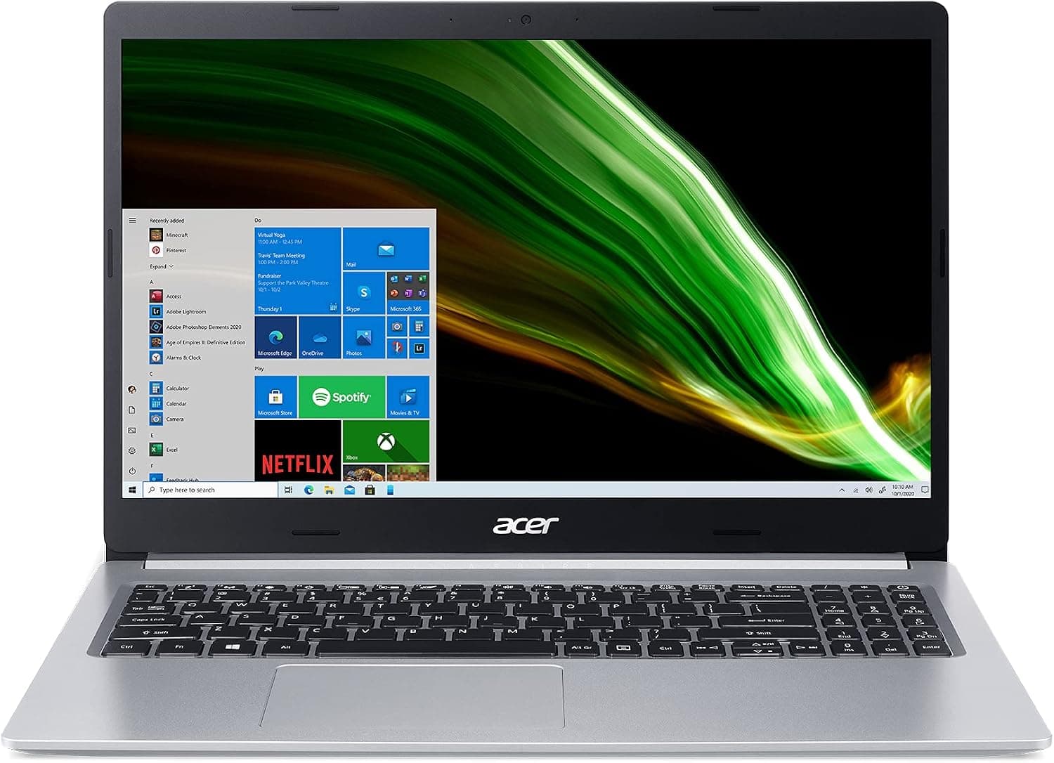 Acer Aspire 5 A515-45-r3kz Laptop in silver with AMD Ryzen 5, 8GB RAM, and 256GB SSD, sleek design and modern features.