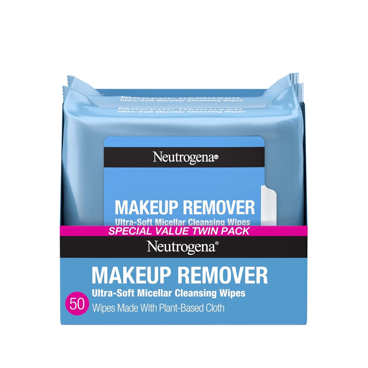 Neutrogena Makeup Remover Micellar Wipes, 25 Count, featuring a soft, textured wipe for gentle cleansing and makeup removal.
