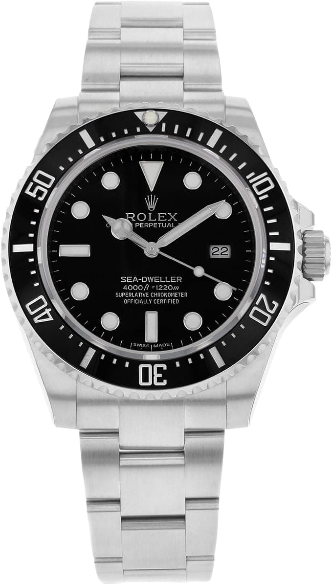 Rolex Sea-dweller 116600, featuring a sleek black dial and durable stainless steel case, perfect for men.