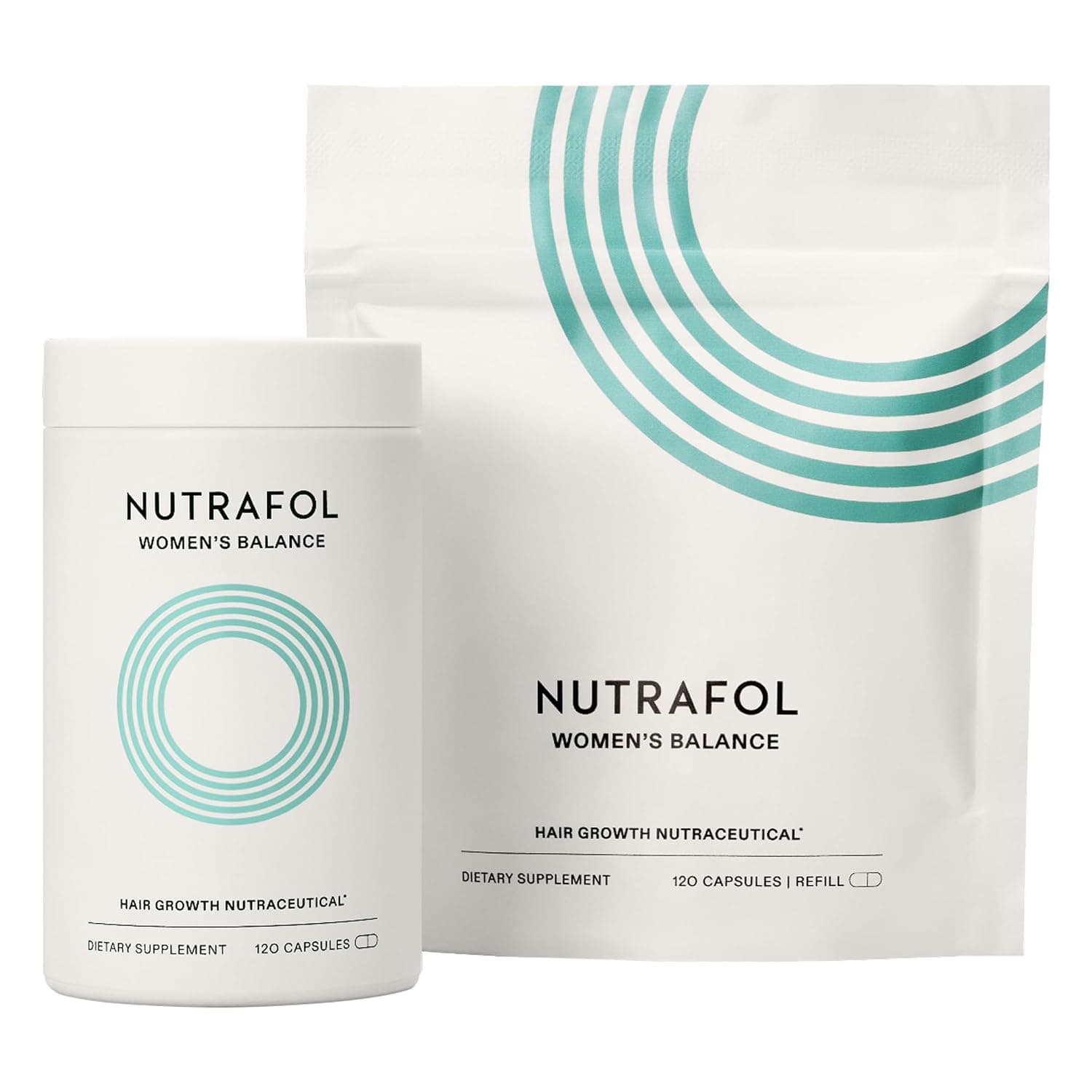 Nutrafol Women's Balance Hair Growth Supplements, 2 month supply, pack of 2, for visibly thicker hair and scalp coverage.