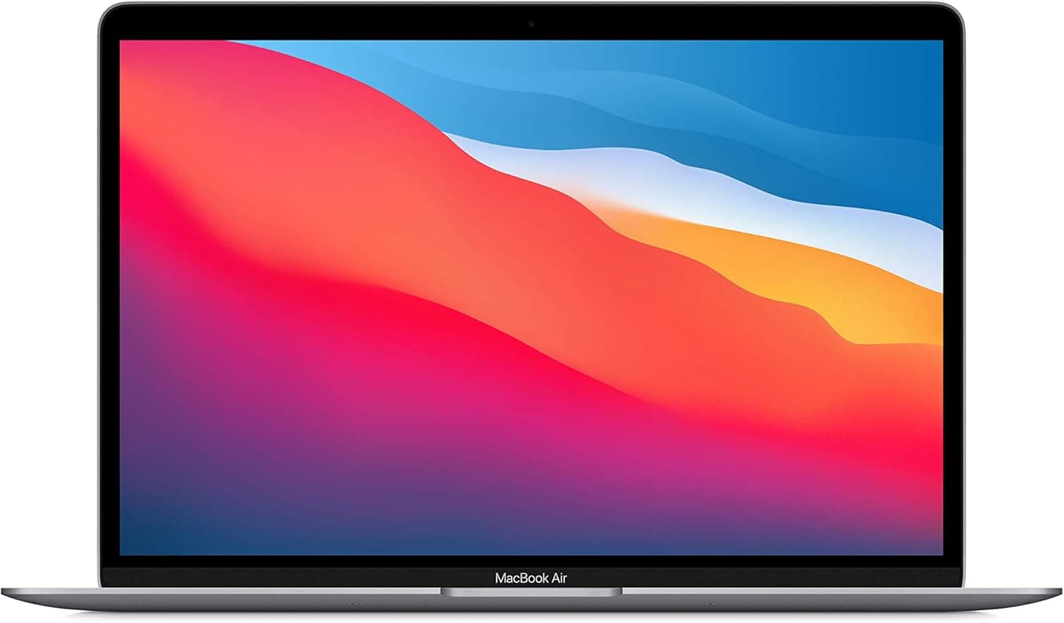 Macbook Air M1 13.3-inch in silver with sleek design, 8GB RAM, and 256GB SSD, showcasing a vibrant Retina display.